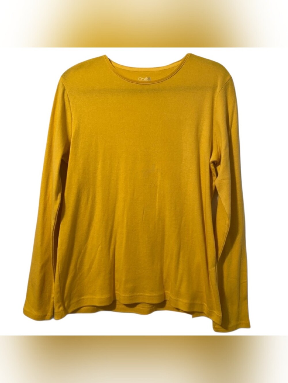 Croft & Barrow 2X Classic Tee Top Shirt Long Sleeve Crew Mustard Yellow New NWT